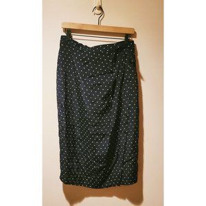 Vintage Midi Rayon Polka-Dot Wrap Skirt